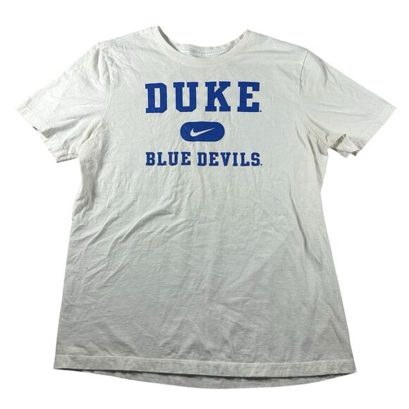 Nike Duke Blue Devils Graphic Shirt Mens Large White Spell Out University NCAA - Picture 2 of 7